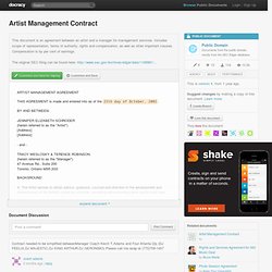 Artist Management Contract
