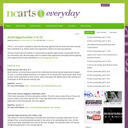 Artist Opportunities 1/4/12- NC Arts Everyday