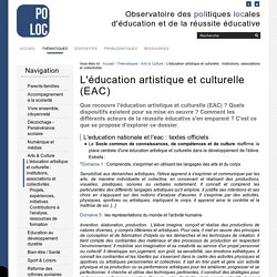 L'éducation artistique et culturelle (EAC) — Observatoire de la Réussite Educative
