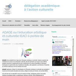 ADAGE ou l’éducation artistique et culturelle (EAC) à portée de main