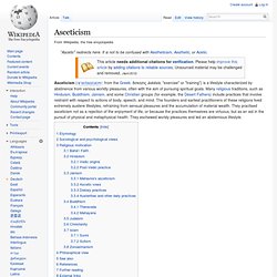 Asceticism - Wikipedia, the free encyclopedia - Aurora