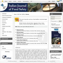 ITALIAN JOURNAL OF FOOD SAFETY - 2016 - The use of ascorbic acid as a food additive: technical-legal issues