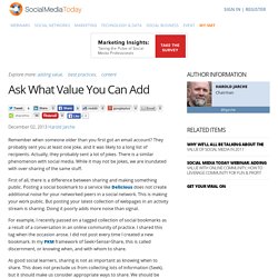 Ask What Value You Can Add