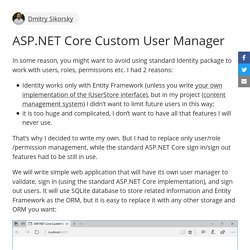 ASP.NET Core Custom User Manager