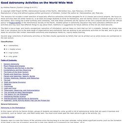 Good Astronomy Activities on the WWW