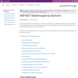 ASP.NET Walkthroughs by Scenario