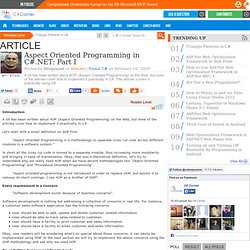 Aspect Oriented Programming in C#.NET: Part I