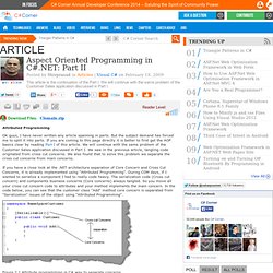 Aspect Oriented Programming in C#.NET: Part II