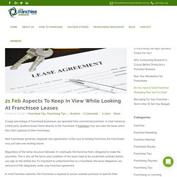 4 Aspects To Keep In View While Looking At Franchisee Leases