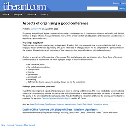 Aspects of organizing a good conference