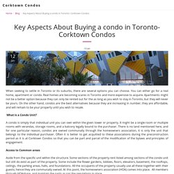 Key Aspects About Buying a condo in Toronto- Corktown Condos