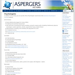 Aspergers Victoria - Psychologists New