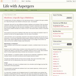 Life with Aspergers: Shutdown: A Specific Type of Meltdown