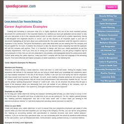 Career Aspirations Examples - Career Objective Examples For Resumes