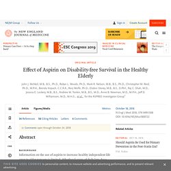 Effect of Aspirin on Disability-free Survival in the Healthy Elderly