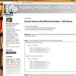 Partial Views with Different Models - MVC Razor