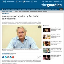 Assange appeal rejected by Sweden's supreme court