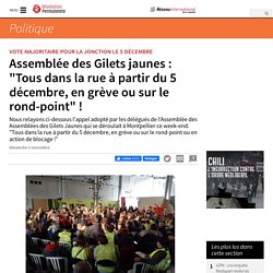 Assemblée des Gilets jaunes : "Tous dans la rue à partir du 5 décembre, en grève ou sur le rond-point" !