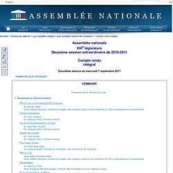 Assemblée nationale ~ Deuxième séance du mercredi 7 septembre 2011