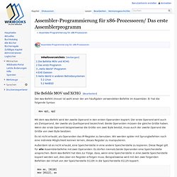 Assembler-Programmierung für x86-Prozessoren/ Das erste Assemblerprogramm
