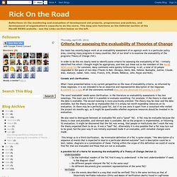 Rick On the Road: Criteria for assessing the evaluability of Theories of Change