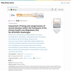 EFSA 04/08/17 Assessment of listing and categorisation of animal diseases within the framework of the Animal Health Law (Regulation (EU) No 2016/429): bluetongue
