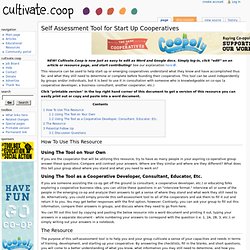 Self Assessment Tool for Start Up Cooperatives - Cultivate.Coop