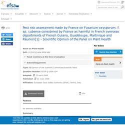 EFSA - 2008 - Pest risk assessment made by France on Fusarium oxysporum. f. sp. cubense considered by France as harmful in French overseas departments of French Guiana, Guadeloupe, Martinique and Réunion