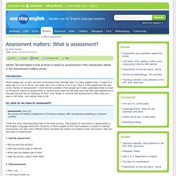 Assessment matters: What is assessment?