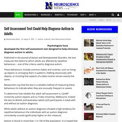 Self Assessment Test Could Help Diagnose Autism in Adults