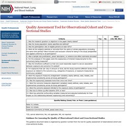 Critical appraisal tool: NIH Quality Assessment Tool for Observational Cohort and Cross-Sectional Studies - NHLBI, NIH