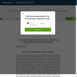 ‘On-line Assessment for E-Learning: Options and Opportunities’,