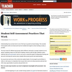 Student Self-Assessment Practices That Work - Work in Progress