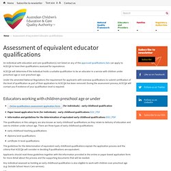 Assessment of equivalent educator qualifications