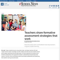 Teachers share formative assessment strategies that work