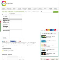 Risk Assessment Template for Schools and Early Years Settings