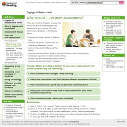 Why should I use peer assessment? - Peer assessment - Engage in assessment
