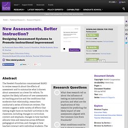 New Assessments, Better Instruction? Designing Assessment Systems to Promote Instructional Improvement