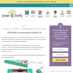 FREE Math Pre-Assessments (Grades 3-5) - Teaching with Jennifer Findley