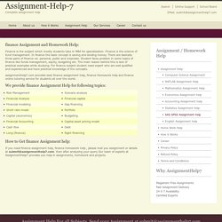 Finance homework Help - assignmenthelp7