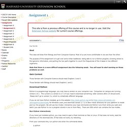 Assignment 1 § Bioinformatics Algorithms (Spring 2013)