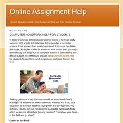 Online Assignment Help: COMPUTER HOMEWORK HELP FOR STUDENTS