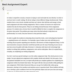 Online Assignment Help - A New Concept in Education