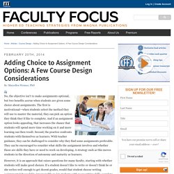 Adding Choice to Assignment Options: A Few Course Design Considerations
