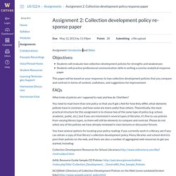Assignment 2: Collection development policy response paper