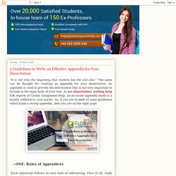 Assignment Help & Writing Service - Global Assignment Help: 5 Guidelines to Write an Effective Appendix for Your Dissertation