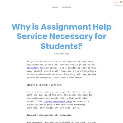 Why is Assignment Help Service Necessary for Students?