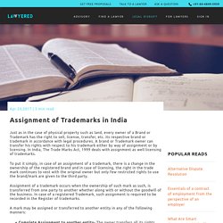 Assignment of Trademarks in India