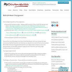 BUS 624 Week 5 Assignment - My Online Homework Helper