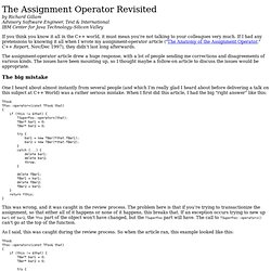 The Assignment Operator Revisited